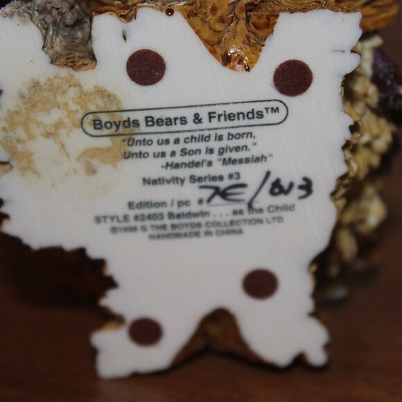 Boyds Bear Nativity Christmas Peace on Earth Series #4 Figurine Set Vintage 1995 - Picture 12 of 13